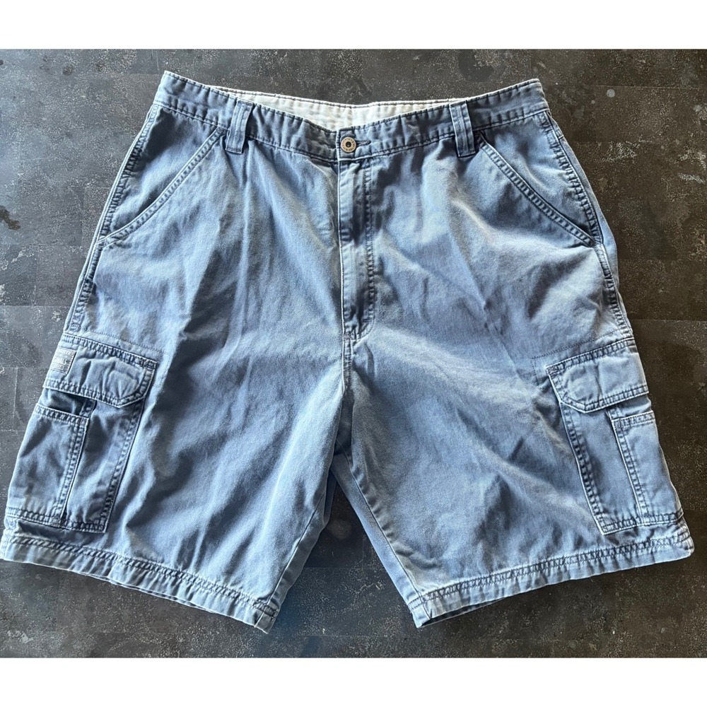 Wrangler Vintage Originals Mens Blue Cotton Cargo Utility Shorts Size 36